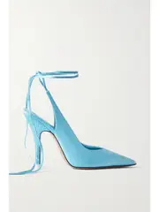 [The Attico] The Attico - Venus Crystal-embellished Satin Pumps - Light blue - IT38.5 IT 38.5 Blue