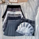 SEZO新款時尚韓版休閒格子百褶裙學生風A字百搭短裙