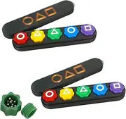 Gonggi Korean Game, Real Weighted Traditional Korean Stones Game with Steel Balls, Pebble Throw and Grab Gonggi Jack Games-2 Set with Squid Box