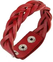 [Generic] Leather Cuff Bracelet Punk Braided Bracelets Handmade Woven Rock Wristbands Gothic Adjustable Wide Wrap Bracelet Thin Bangle for Men Boy Women Vintage Simple Jewelry