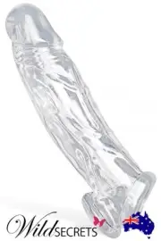 NEW Size Matters 8 inch Realistic Penis Extension & Ball Stretcher, Sex Toy