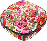 Period Bag,Sanitary Napkin Storage Bag,Colorful Ethnic Flowers Cashew Flower,Tampon Bag for Purse