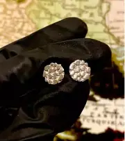 Solid Metal Nugget Style Stud Earring For Boyfriend 14k White Gold Plated Silver