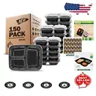 Microwave & Dishwasher Safe Meal Prep Containers - 150 Pack, Tight-Seal Lids