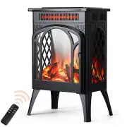 Small Electric Fireplace Heater, 1500W Infrared Fireplace Stove with 3D Flame...