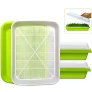 Seed Sprouter Tray BPA Free PP Soil-Free Big Capacity Healthy Wheatgrass Grower Sprouting Container Kit with Lid (2Pack,Green)