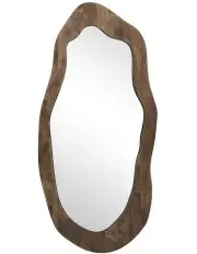 [Willow & Silk] Wood-Framed Mid-Century Asymmetric Large Wall Mirror 100x49cm in Brown