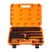 3/8" Drive Socket Set 50-Piece, SAE (5/16-3/4") & Metric (8-22mm), Deep & Sha...