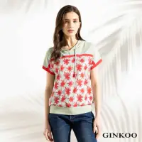在飛比找momo購物網優惠-【GINKOO 俊克】熱帶椰樹印花連帽針織上衣