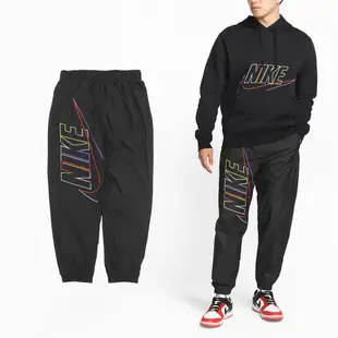 Nike 長褲 Club Pants 男款 黑 彩色 大勾 刺繡 寬版 縮口褲 DX0622-010