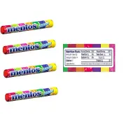 Mentos Rainbow Assorted Flavour Chewy Candy Stick Pack Breath Mints Pack Of 4