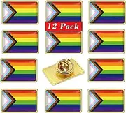 [rhungift] 12/24 PCS New Progress Pride Pin Rainbow Gay Flag LGBT Enamel Lapel Pins Bulk Decoration for Clothes and Bags Gifts
