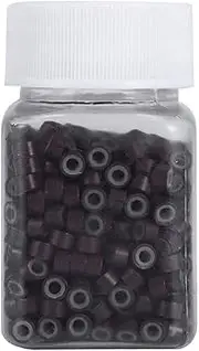 Hair Extension Loops, 500PCS/Bottle Hair Extentions Micro Rings Links Beads, 5MM Silicone Lined Beads for Human Hair Extensions Tool(Brown)