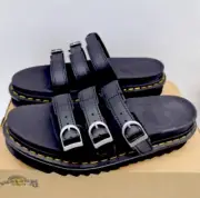NEW Dr. Martens Blaire Slide Black 3 strap slip on platform slides Sandals 7