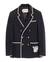 DOUBLE-BREASTED WOOL JACKET WITH VG PATCH IT52,IT48 NOTTE