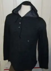 New Quiksilver heather black long sleeve hoodie pull over shirt jacket Medium