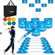 TOYMNI Golf Bucket Game Set - Practice Chipping Game for Adults, Kids, Family - Portable Outdoor Indoor Backyard Beach PAR 6 Hole Game - Gifts and Yard Game