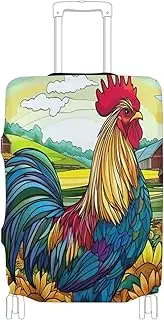 [Joisal] Colorful Rooster Farm Luggage Covers for Suitcase Tsa Approved Fit 18-32 Inch Luggage, Colorful Rooster Farm, M 22-24 in