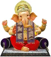 VEDIC VAANI Khan GaneshjiUparna/Gauri Ganpati Chunnari/Laxmi Decoration Accessories, Shringar/Patka/Shela/Khes/Shawl/Designer Vastra in Material for Statue, Idol, Murti (30 inch) (Set of 2)
