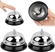 2 x Reception Bell, Stainless Steel Table Bell, Reception Bell, Chrome-Plated Service Bell with Clear Sound for Kitchen, Restaurant, Hotels and Bars, Silver