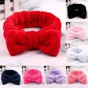 Coral Fleece Bow Hair Bands Wash Face Makeup Elastic Headband Head Wrap Hair-Tie