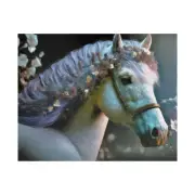 Beautiful White Horse Fancy Flowers Pony Jigsaw Puzzle 500 Pieces 20X16" inches