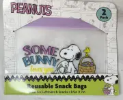PEANUTS SNOOPY 2pk 8.5” X 7” Reusable Snack Bags “Some Bunny Loves You” Easter