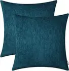 BRAWARM Chenille Throw Pillow Covers 18X18 Inches - Deep Lagoon Chenille Pillow