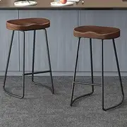 [ALFORDSON] Bar Stools Set of 2 Dining Chairs Kitchen Barstools Counter Wooden Stool with Footrest 75cm Dark Wood Tractor Vintage Home Bar Dining Room Funitureiture