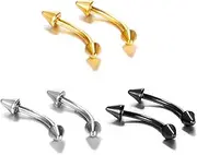 [Decentraland] 6PCS Silvery Black Gold With Sphere 1.2mm(16G) Eyebrow Studs Lip Studs Body Piercing Navel Belly Studs Cartilage Piercing Jewelry Titanium Steel Surgical Steel Stainless Steel 6mm