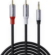 YOHOTO AUX3.5mm to RCA Cable [1 M], RCA Male to 3.5mm Male Headphone Jack Stereo Splitter Red and White Aux Cable Compatible with TV Phone Laptop Mixer DVD Controller Hi-Fi Speaker Car Amplifier