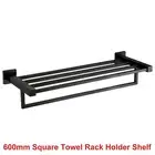 600mm 2 Layers Towel Shelf Storage Bath Stainless Steel Rack Rail Black/Silver