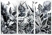 OLYCRAFT Tropical Plants Transfer Films for Rubbing on Furniture and Crafts 15 x 30 cm Black White Leaves Furniture Transfer Sticker Furniture Sticker Decor Transfer Sticker Set of 3