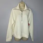 Spanx AirEssentials Half Zip Pullover Sweatshirt White Women's XL New