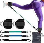 5 Pcs Legs Resistance Bands with Ankle Strap, Ankle Bands for Working Out, Home Gym Exercise Equipment for Man and Woman, for Toning The Buttocks and Leg Muscles (Pink)