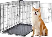 PETAPPY 36 Inch Dog Crate, Double Door Folding Dog Cage, Wire Dog Crate, Wire Dog Kennel with Removable Tray, Floor Protecting Feet, Medium Crate Dog