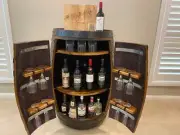 Half wine barrel mini bar cabinet