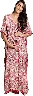 [Secret Wish] Purple Rayon Maternity Kaftan One Size Fits All Breastfeeding Nursing Zipper Drawstring Full Length Pink One Size