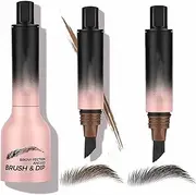Liquid Eyebrow Brush,Hair-Like Strokes Easy To Color Long Lasting Quick Drying Natural Shaping Outlining Filling Brow Makeup,Waterproof Long Lasting Smudge Proof. (#05+#06)
