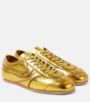 [Dries Van Noten] Dries Van Noten Metallic leather sneakers AU 6.5 gold