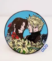Final Fantasy VII 7 Cloud & Aerith Art Print Pin 2" LE FF7 Game Rebirth Remake