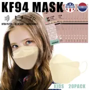 20 PACK! Kids KF94 Ivory Face Mask Protective Cover Comfortable Breathable
