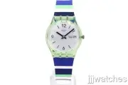 New Swiss Swatch ESSENTIALS SKY ZEBRA Silicone Day-Date Watch 34mm GG711 $75