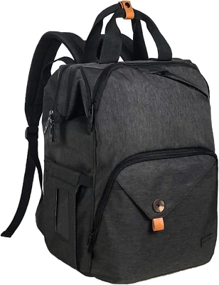 Baby Diaper Bag Backpack Large Capacity Double Compartment with Stroller Straps,
