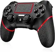 Wireless Controller für PS-4, Game Controller Kompatibel mit PS-4/Slim/Pro/PC, mit Dual Vibration/6-Achsen Gyro Sensor/Hochpräzises Touchpanel/Audio Jack, 360°-Joystick Präzise Kontrolle -Rot