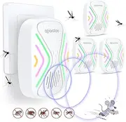 Ultrasonic Mouse Repellent, 360° Rat Repellent, Ultrasonic Pest Repeller with LED, Ultrasonic Against Rats for Cockroaches, Mice, Flies, Mosquitoes, Spiders, Harmless