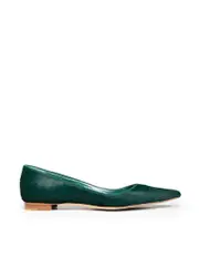 Green Pointed Toe Pony Hair Flats