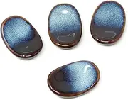 Honbay 4PCS Starry Blue Ceramic Chopsticks Holder Japanese Style Antique Chopstick Rest Rack Stand Tableware for Chopsticks Forks Spoons Knives Paint Brushes