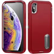 MCC Shockproof iPhone X Xs Case Cover Heavy Duty with Stand Apple iPhoneX [Red+Black]