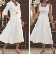 plus size 22W Midnight Velvet Elegant Jacket Dress White Wedding Party new